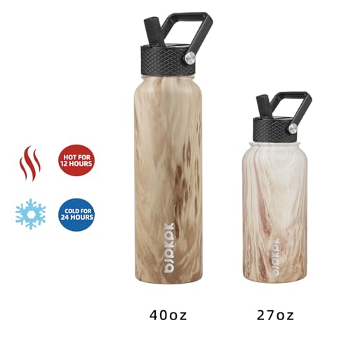 Half Gallon Insulated Stainless Steel Water Bottle with Straw Lid, Black I34721