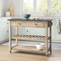 Wooden Kitchen Cart with Metal N6036