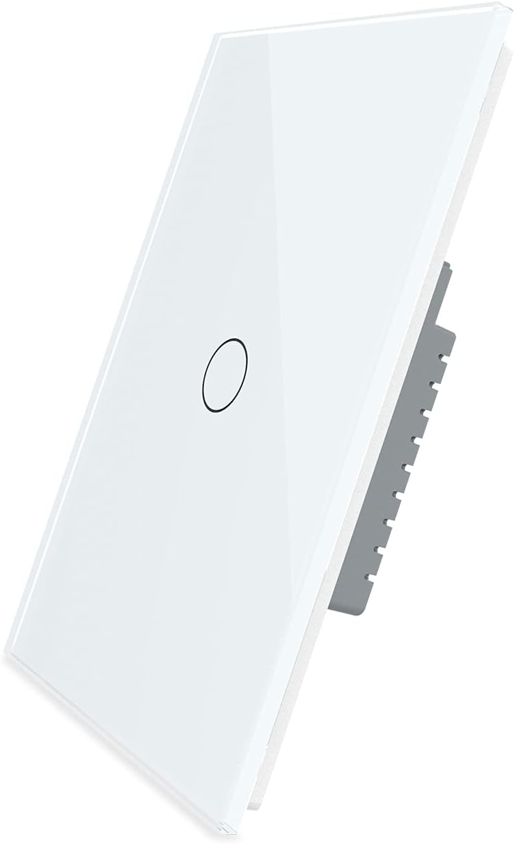 White 1 Gang 1 Way Tempered Glass Touch Light Switch, 2 Pack K773