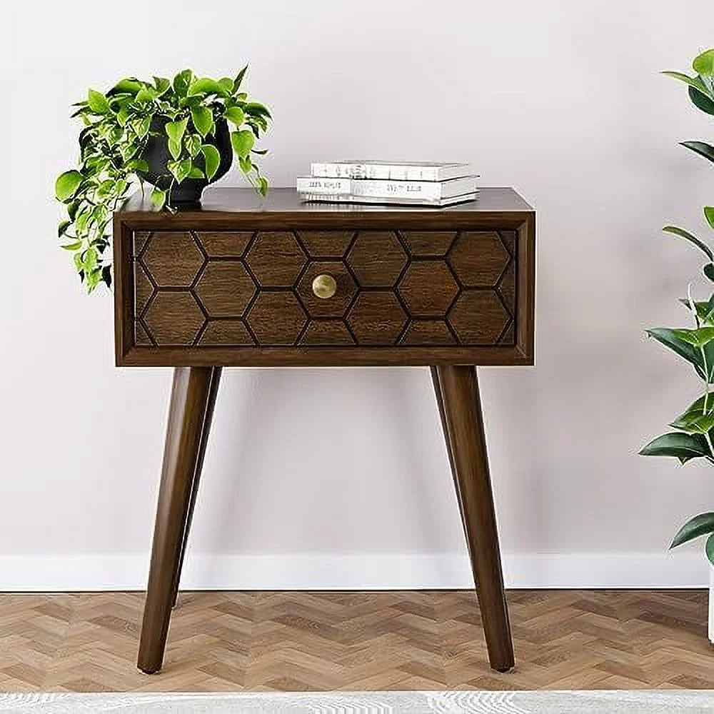 Rose Wood Brown End Table with Drawer S410011