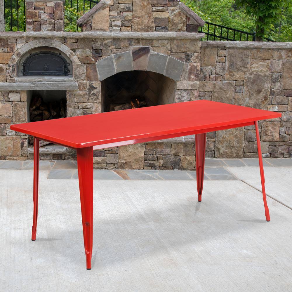 Red Rectangle Metal Outdoor Bistro Table V523020