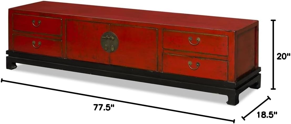 Distressed Red Media Cabinet C6147