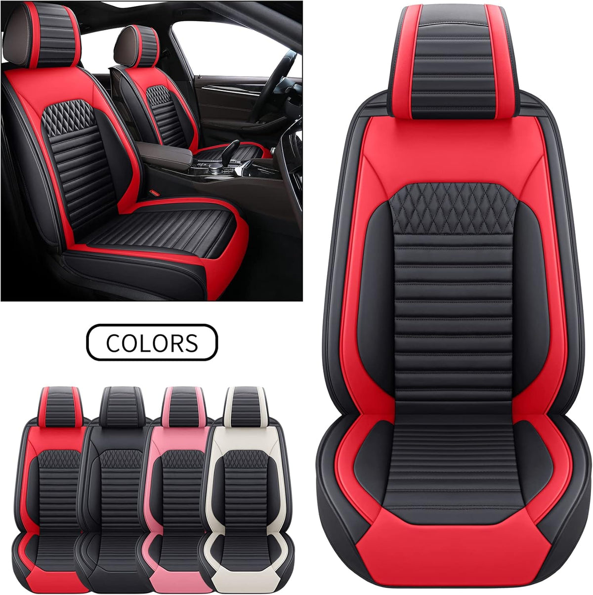 Black and Pink Full Set Seat Covers D40755
