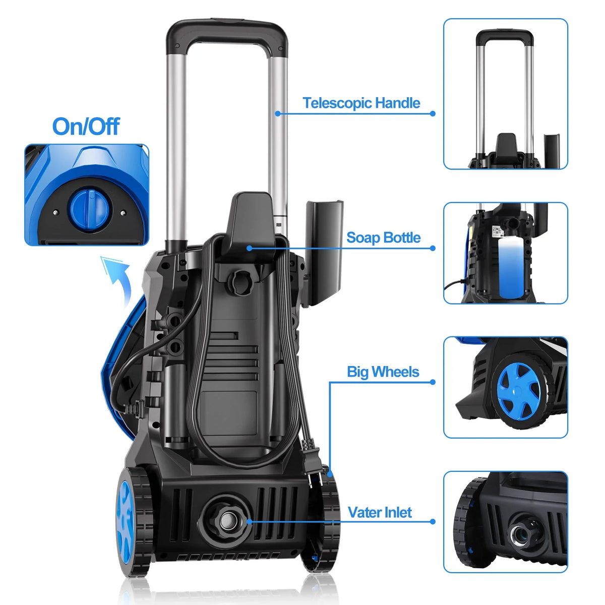 3500 PSI 2.5 GPM Electric Pressure Washer with 25FT Hose F78744