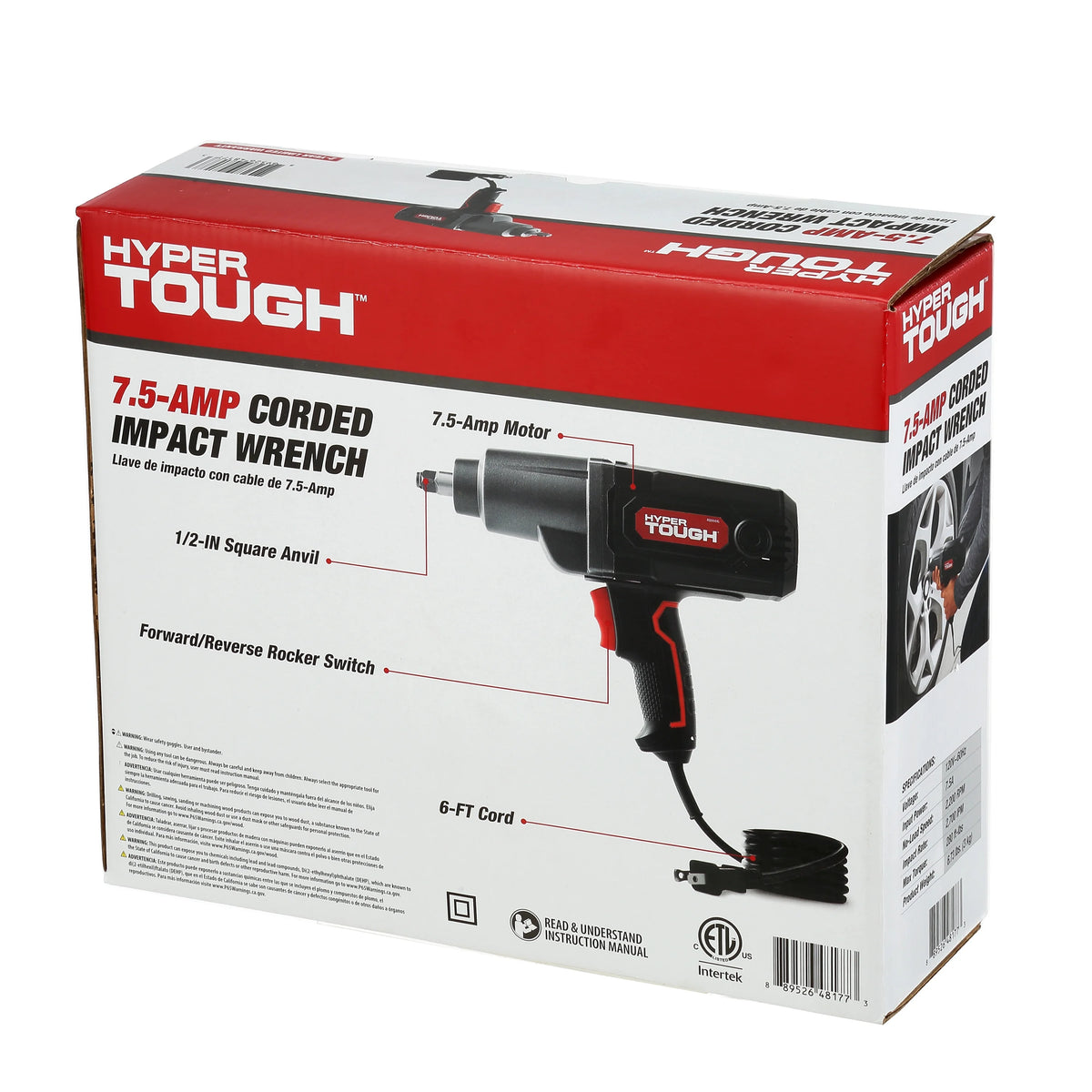 7.5A Corded Impact Wrench with 1/2 inch Anvil F988