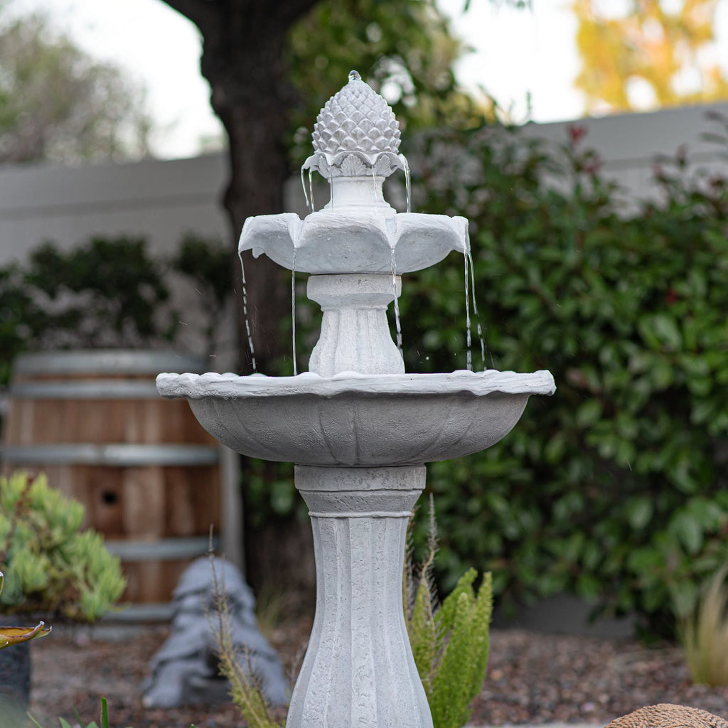 White 2-Tier Solar Water Fountain G661