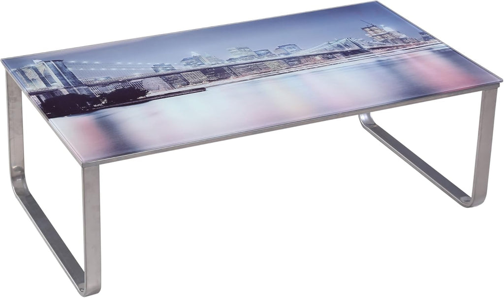 Coffee Table with Steel Frame and Tempered Glass Top C321