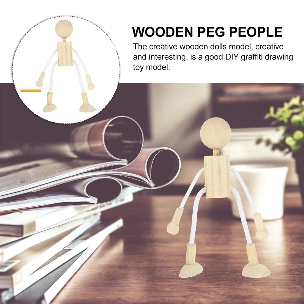 6pcs Unfinished Wooden Dolls Cartoon Robots for DIY Painting K73620