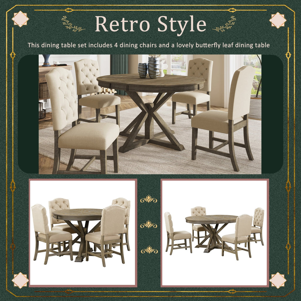5 Piece Dining Table Set with 4 Upholstered Chairs B1073
