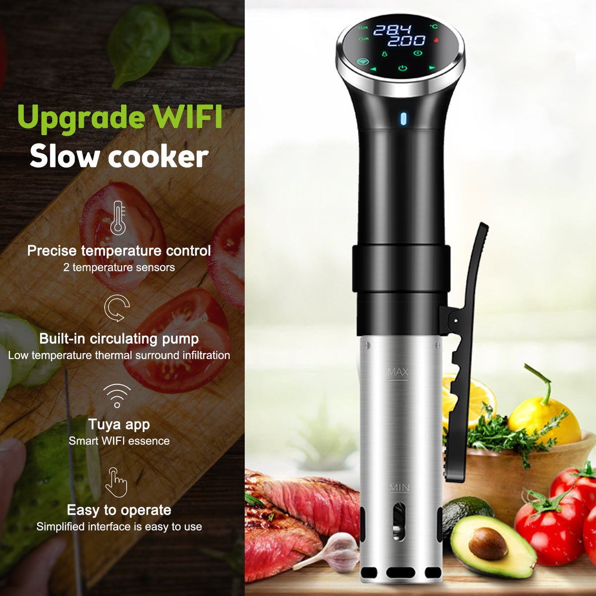 Sous Vide Immersion Cooker with WiFi and APP Control U887