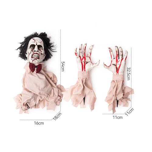 Voice Activated Animated Zombie Decoration with Lighted Red Eyes and Sounds Y965