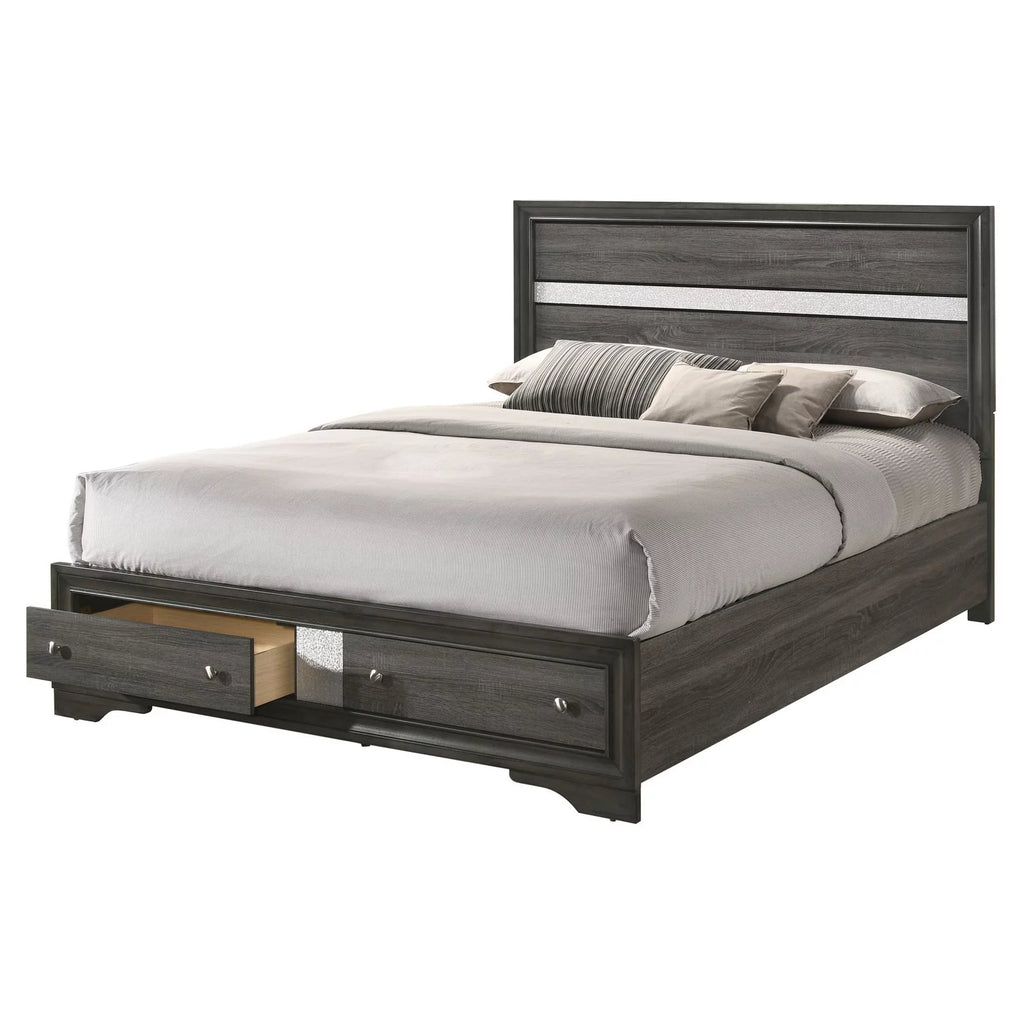 White Eastern King Bed with Storage O9888