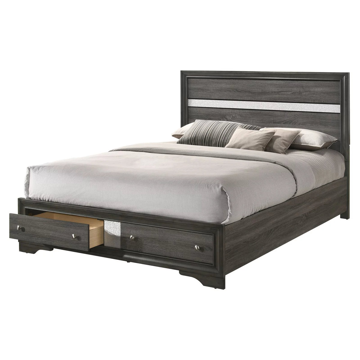 White Eastern King Bed with Storage O9888