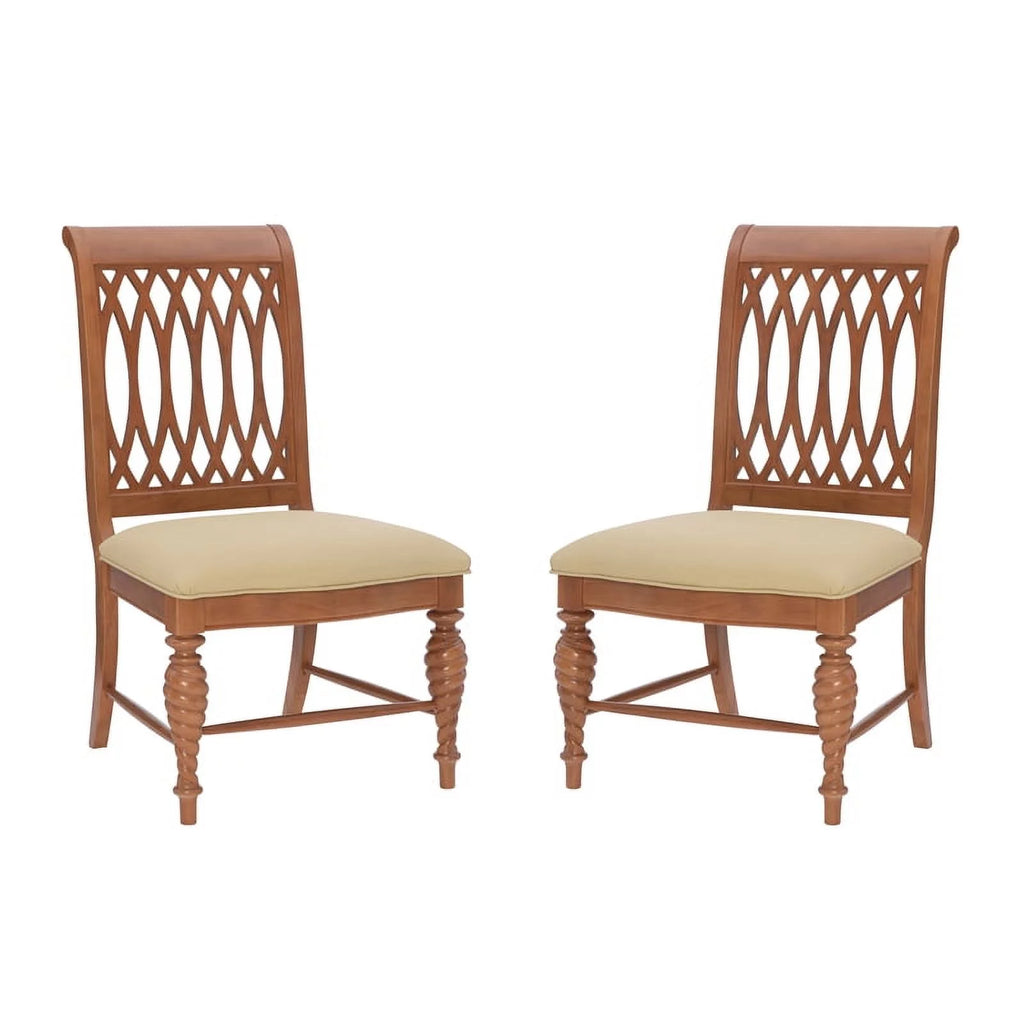 Natural Brown Faux Leather Chairs Set of 2 U273