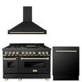 48 In. Dual Fuel Range, Range Hood and Dishwasher in Black Stainless Steel L958665