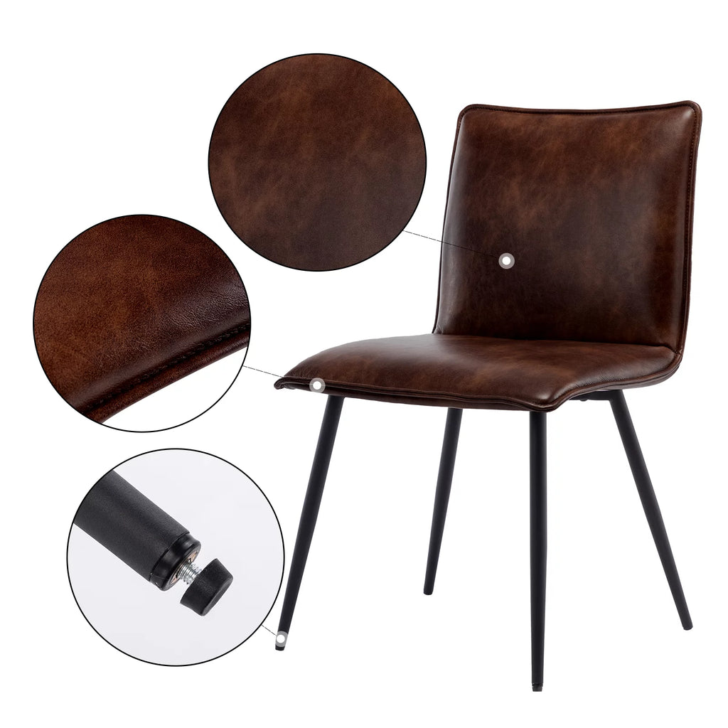 Faux Leather Dining Chairs Set of 4 with Black Metal Legs S2785