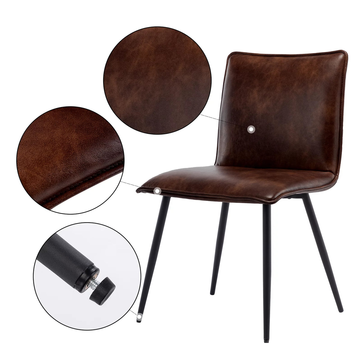 Faux Leather Dining Chairs Set of 4 with Black Metal Legs S2785