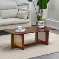 Rattan Coffee Table, 42.5 Inch Rectangular Solid Wood Table V43922