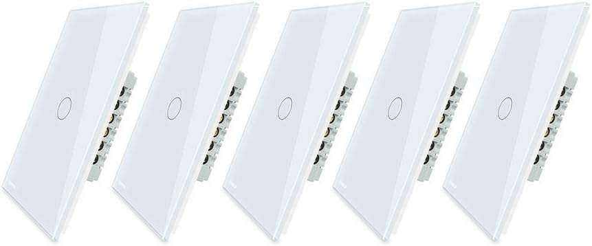 White 1 Gang 1 Way Tempered Glass Touch Light Switch, 2 Pack K773