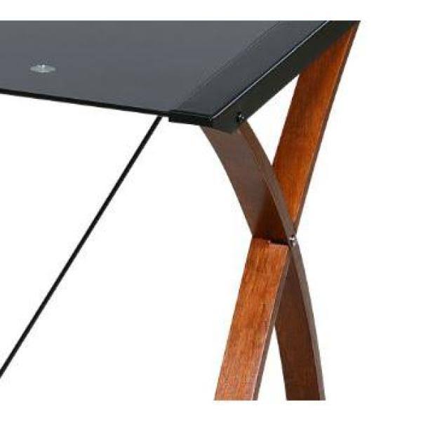 Black Glass and Wood Computer Desk L632987