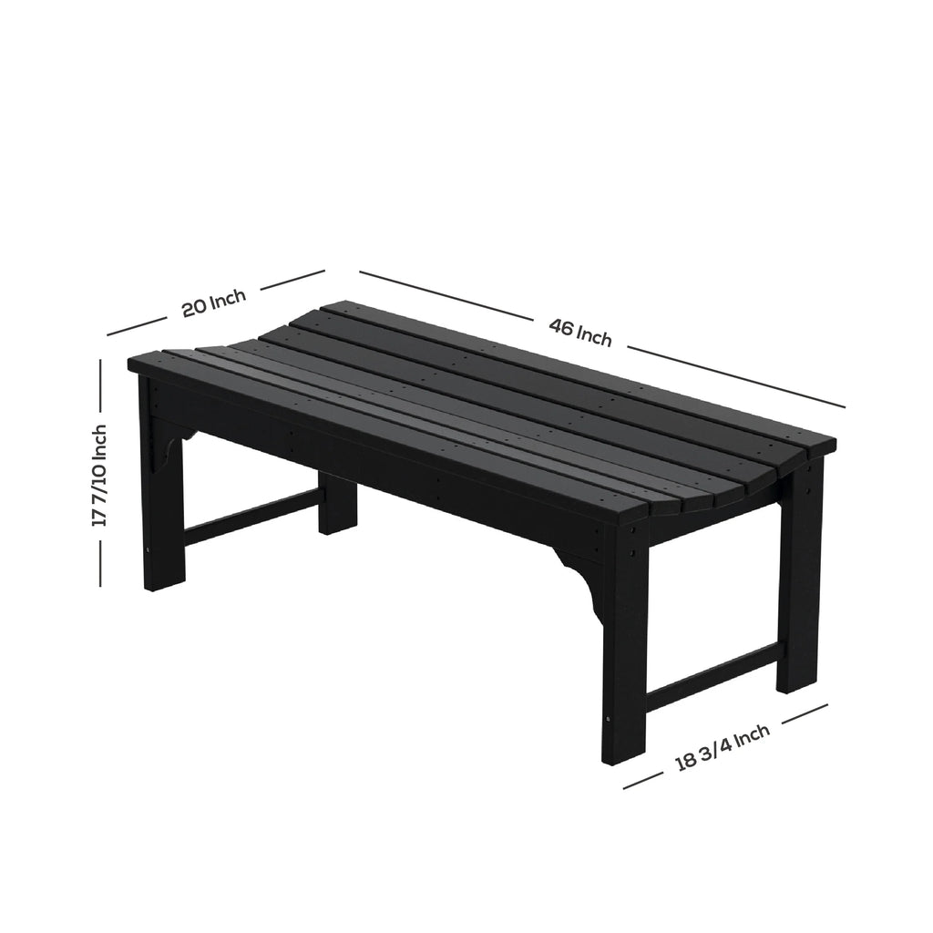 Black Backless Outdoor Patio Bench Z814