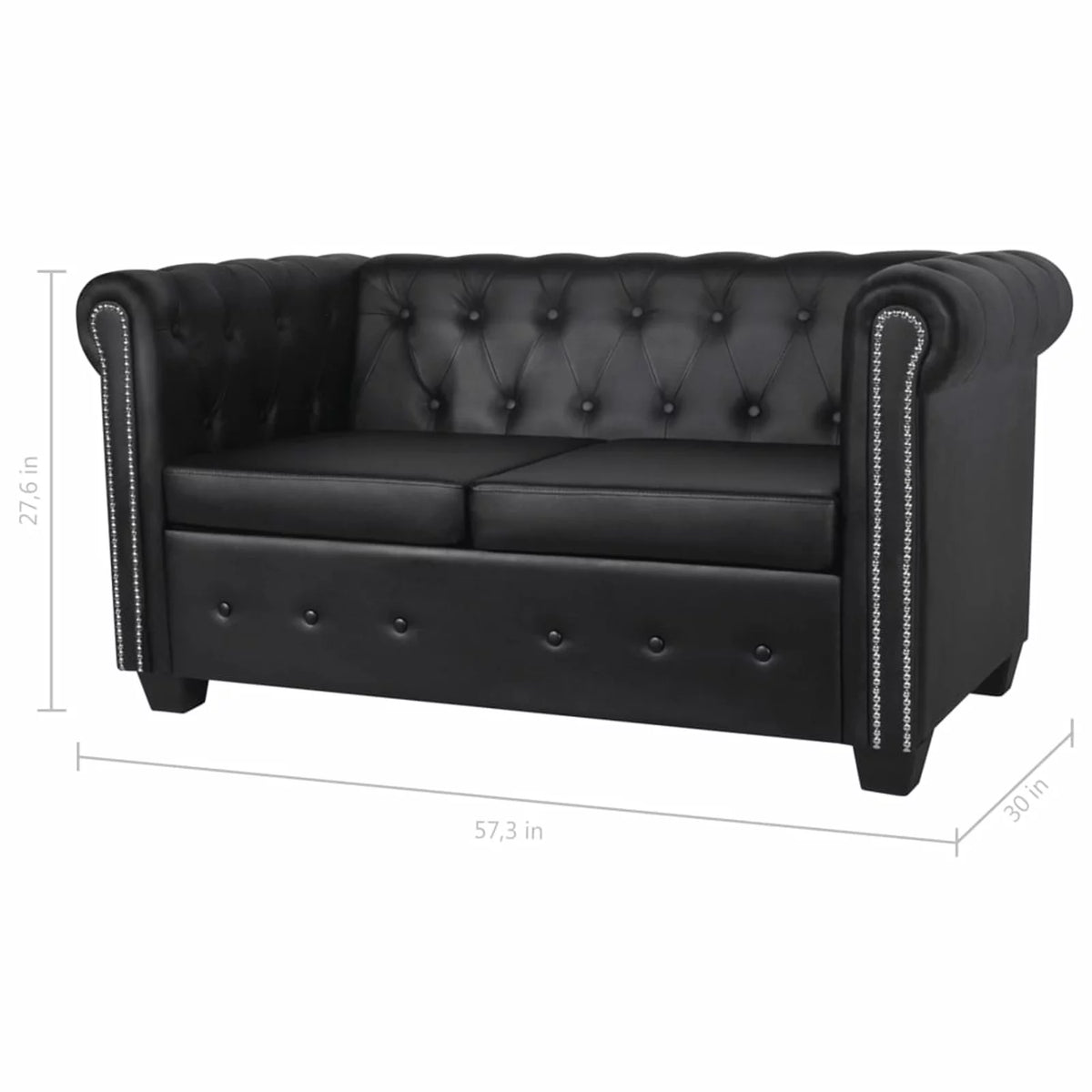 Black 2-Seater Artificial Leather Sofa D45706
