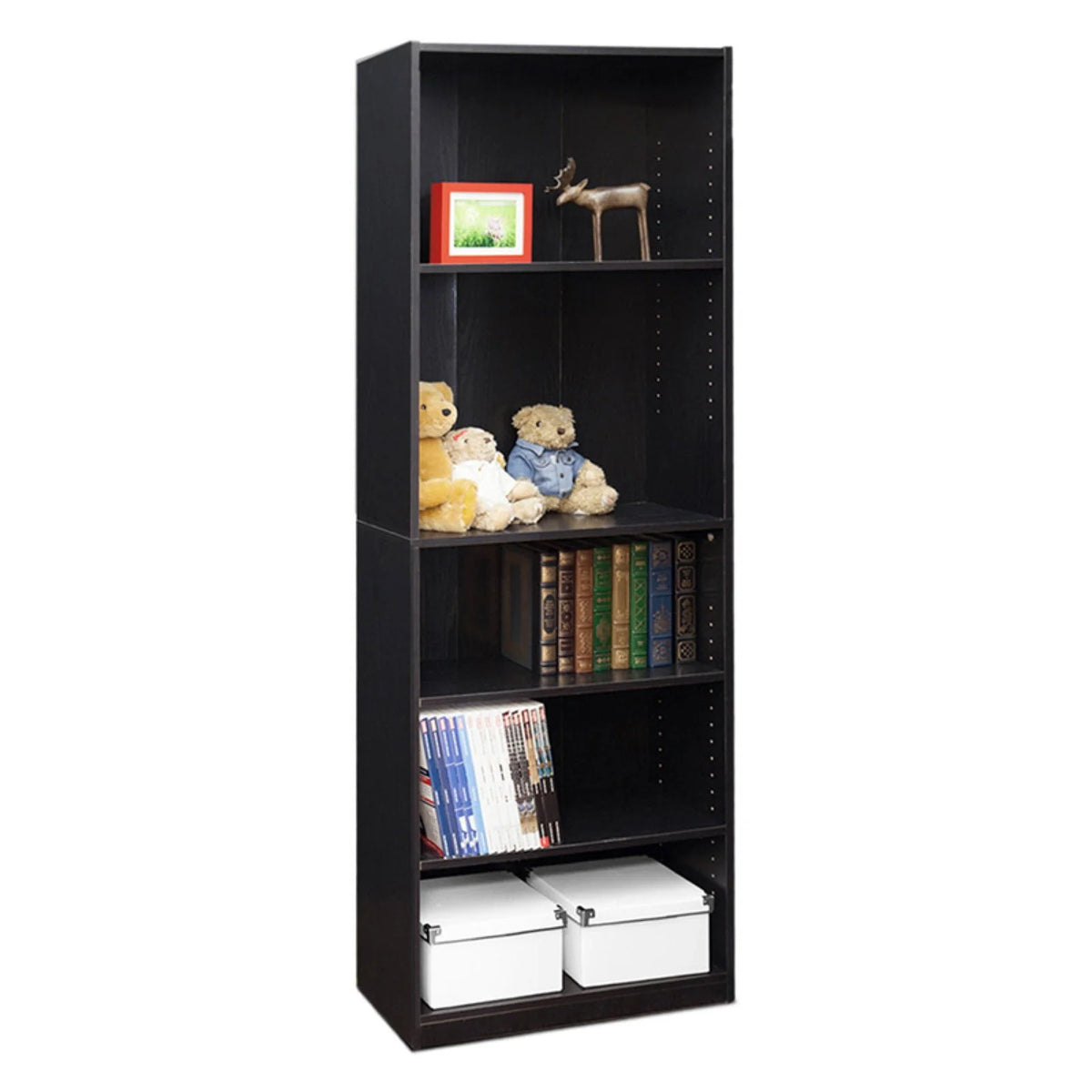 White 5-Shelf Engineered Wood Bookcase W6925