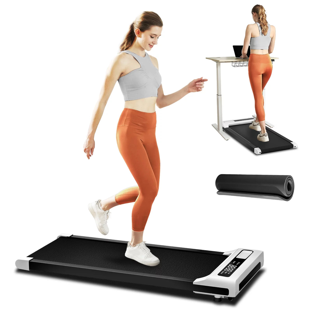 2 in 1 Portable Under Desk Treadmill with Remote Control W8648