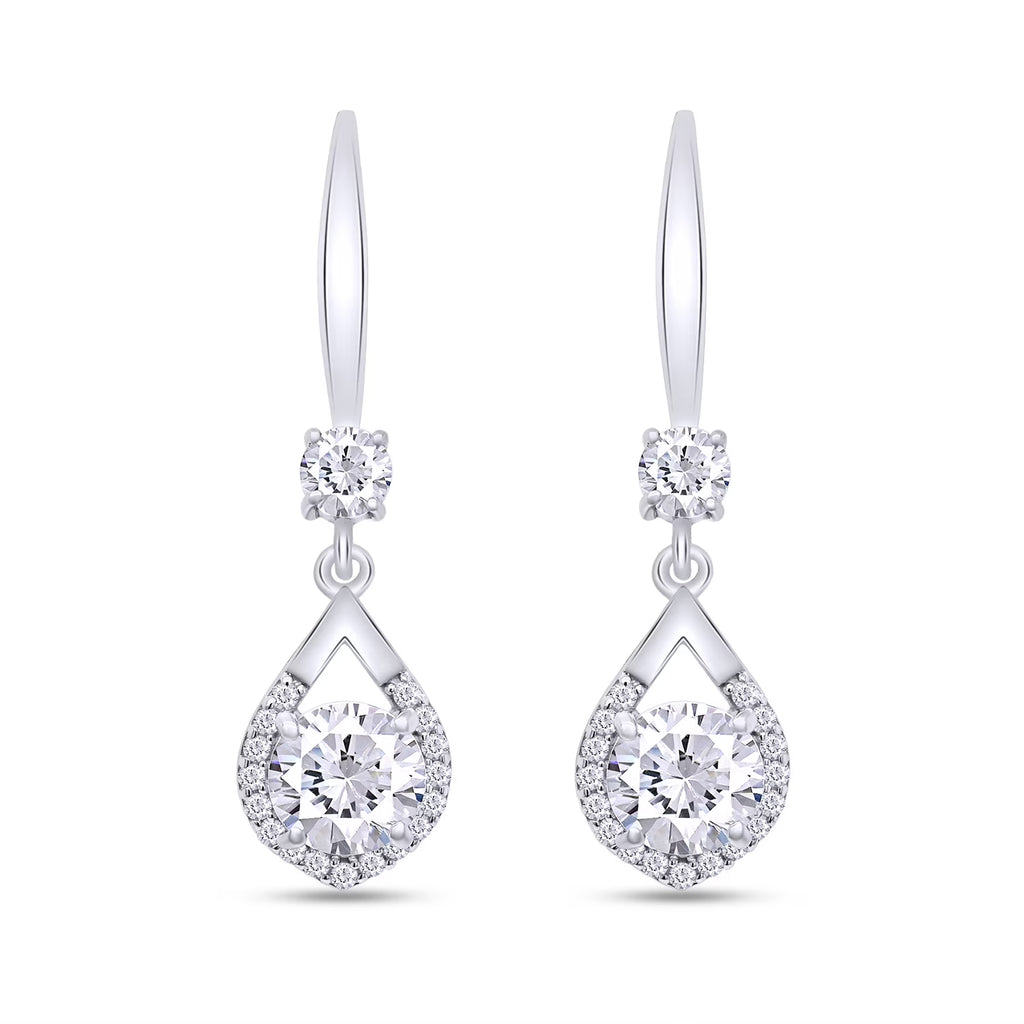 2CT Moissanite Dangle Earrings, D Color Ideal Cut Lab Created Diamond 18K White Gold Plated 925 Sterling Silver Mermaid Tear Drop Earrings D2431