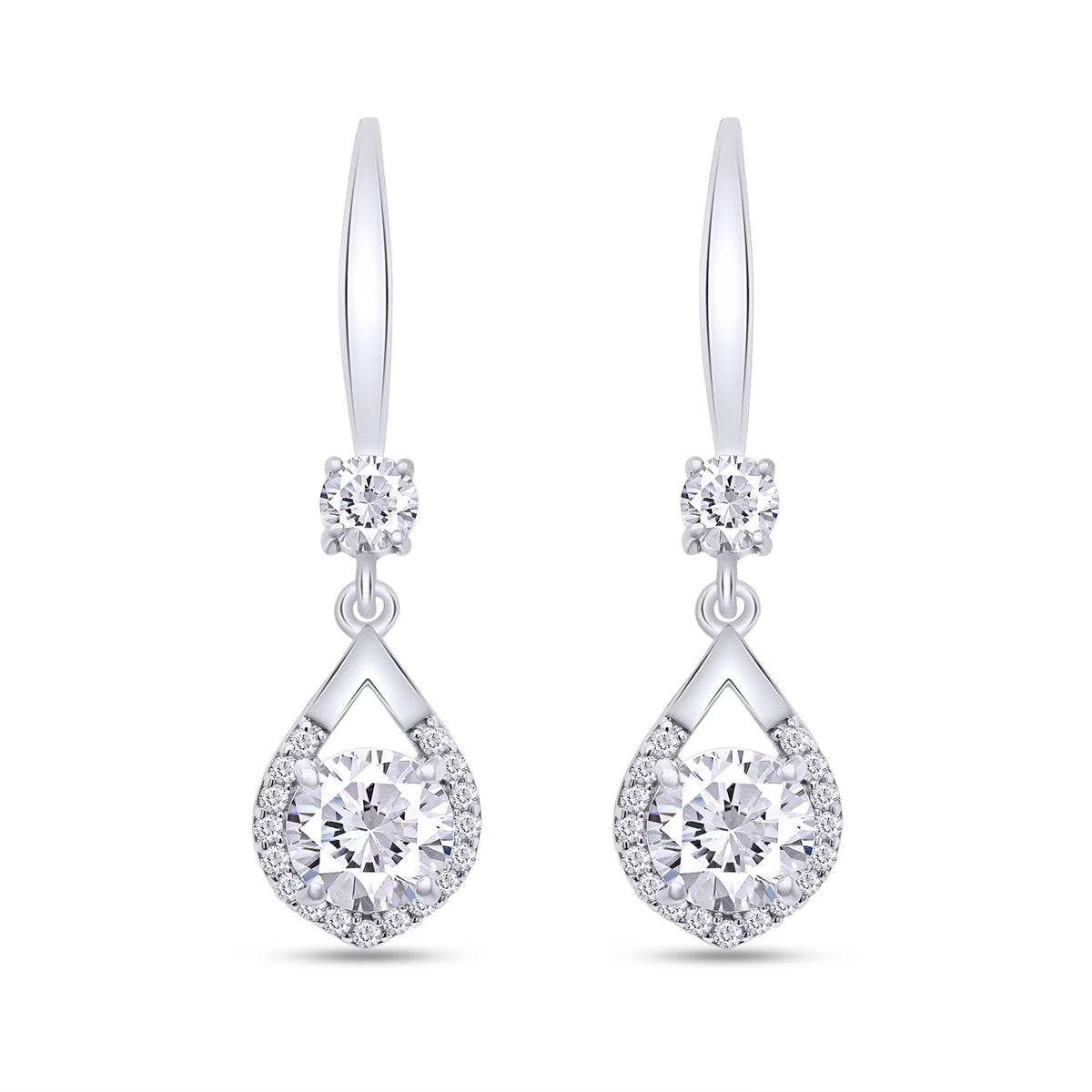 2CT Moissanite Dangle Earrings, D Color Ideal Cut Lab Created Diamond 18K White Gold Plated 925 Sterling Silver Mermaid Tear Drop Earrings D2431