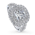 Sterling Silver Cushion Cut Cubic Zirconia Split Shank Ring E53207