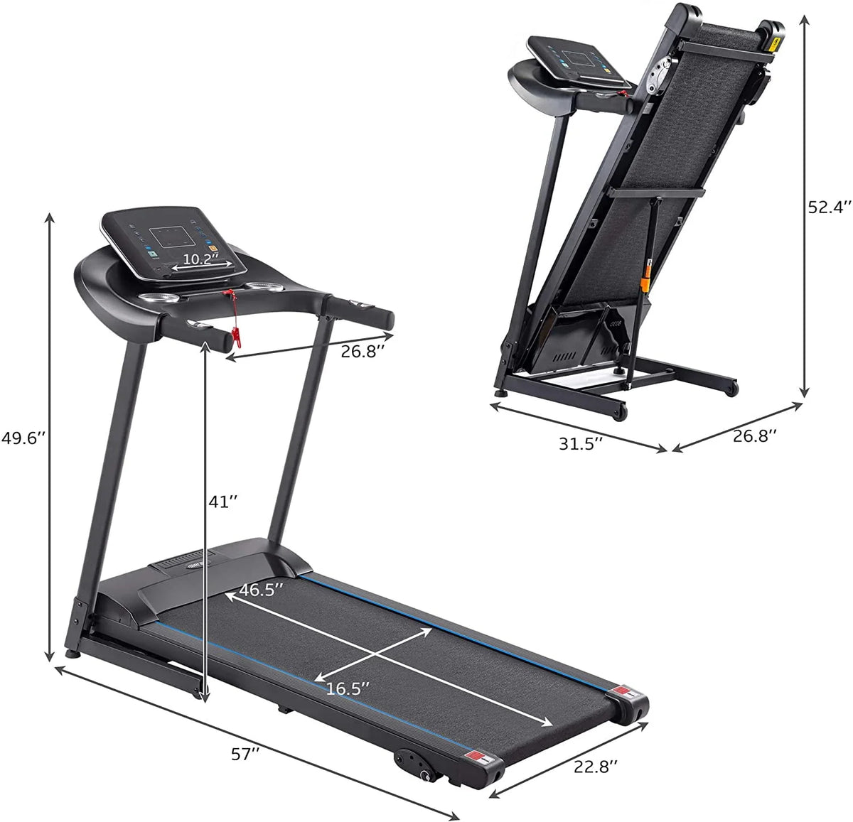Folding 2.5HP Electric Treadmill A646