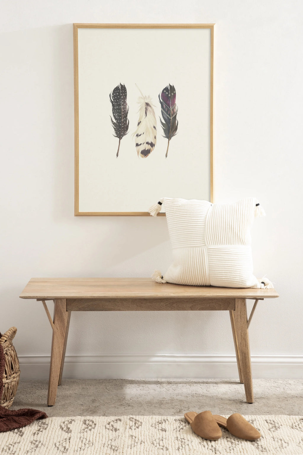 Mid-Century Rectangle Wooden Bench R590770