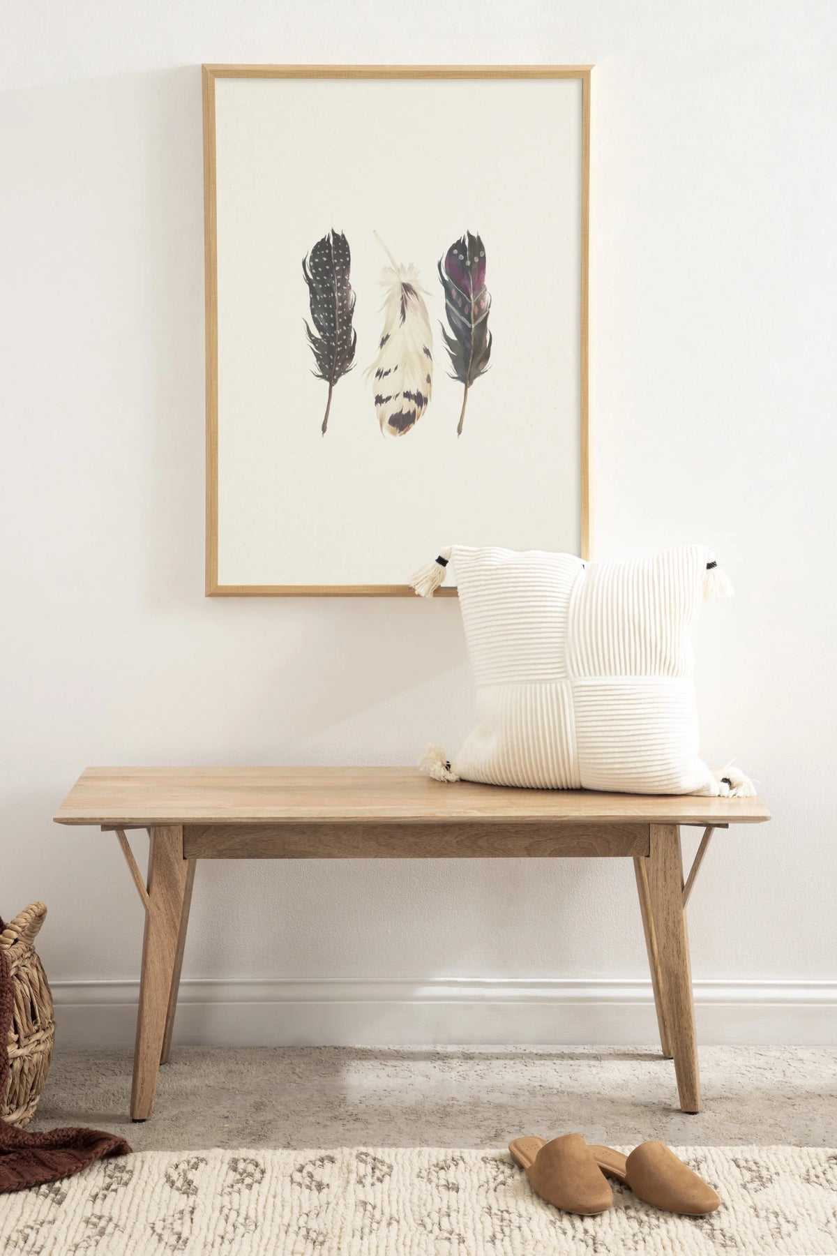 Mid-Century Rectangle Wooden Bench R590770