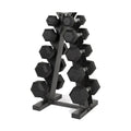 150 lb Coated Rubber Hex Dumbbell Weight Set with Rack L71219
