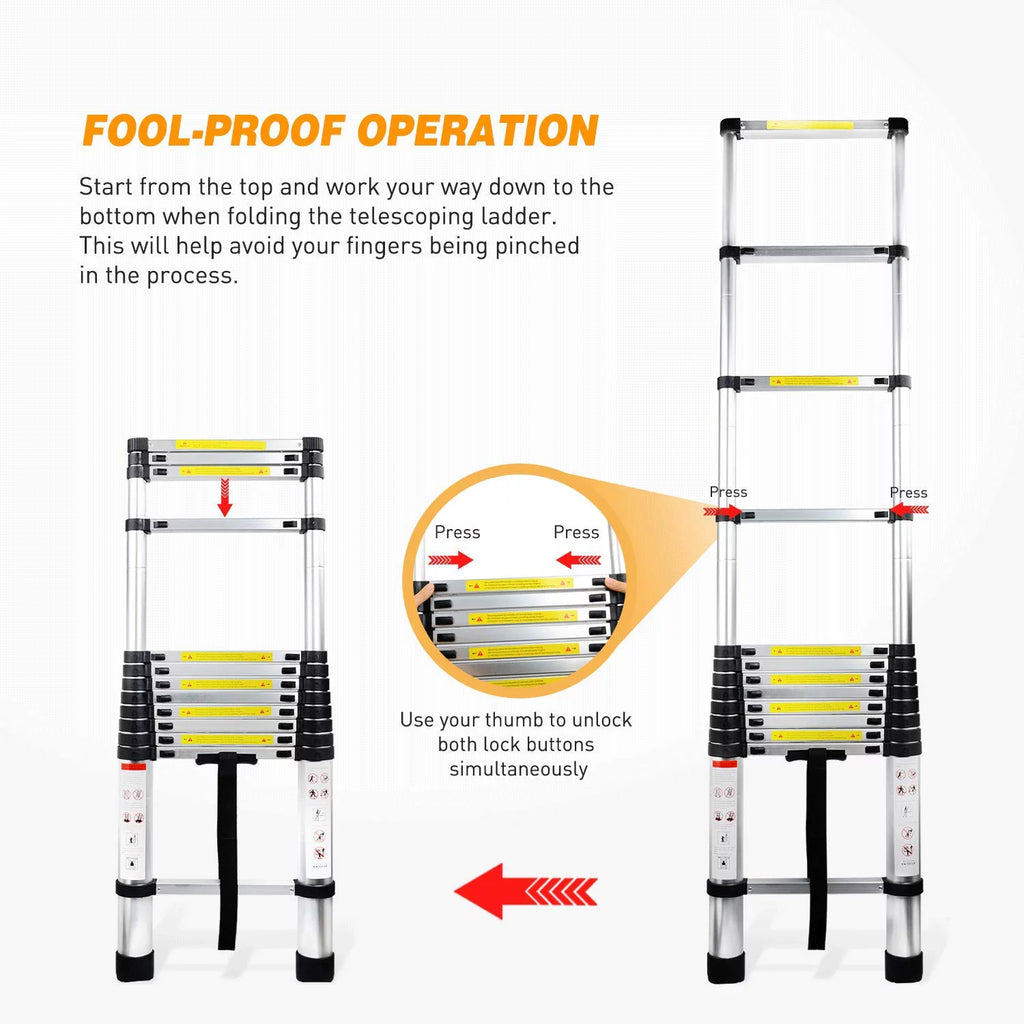 12.5ft Aluminum Telescoping Ladder 330 lb B5275