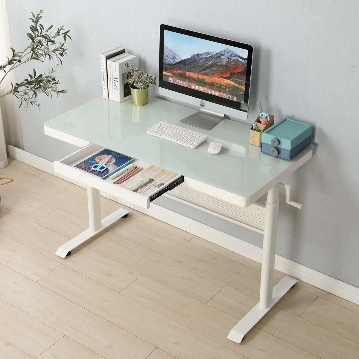 Adjustable Height Standing Desk with Metal Drawer A469060