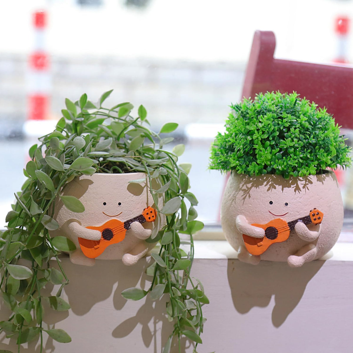 Smiley Guitar Head Succulent Pots with Drainage Hole K51375
