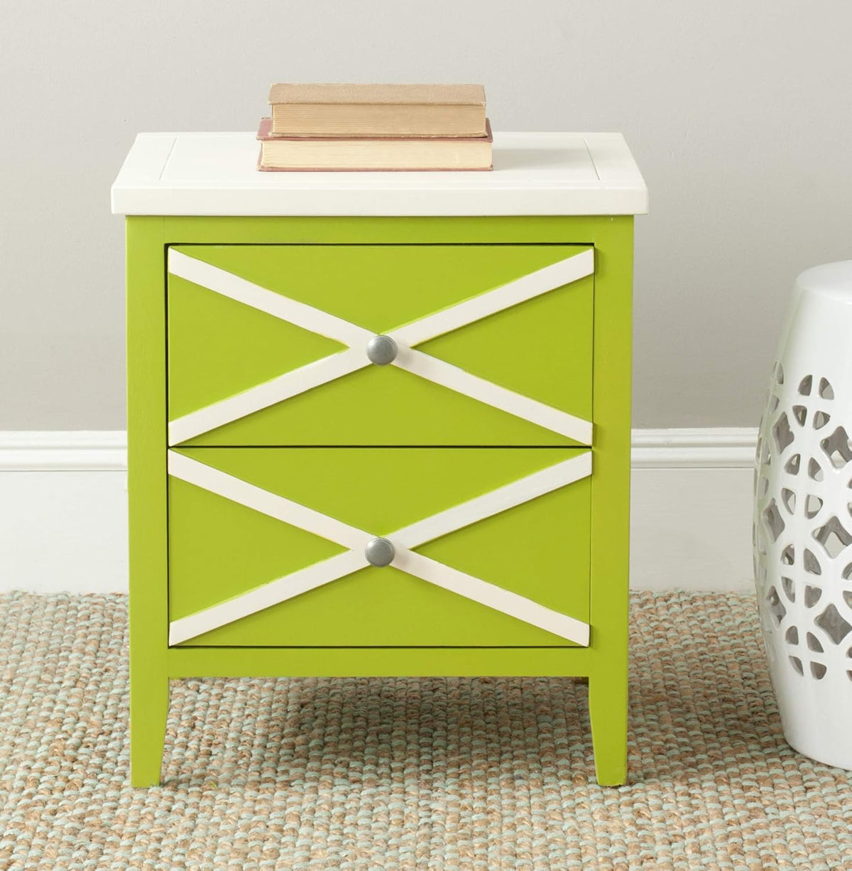 Lime Green 2-Drawer Side Table L8191