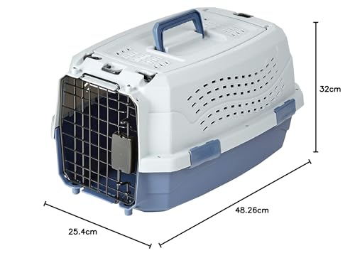 2-Door Top-Load Hard-Sided Pet Travel Carrier, Gray & Blue, 22.8"L x 15.0"W x 13.0"H X83632