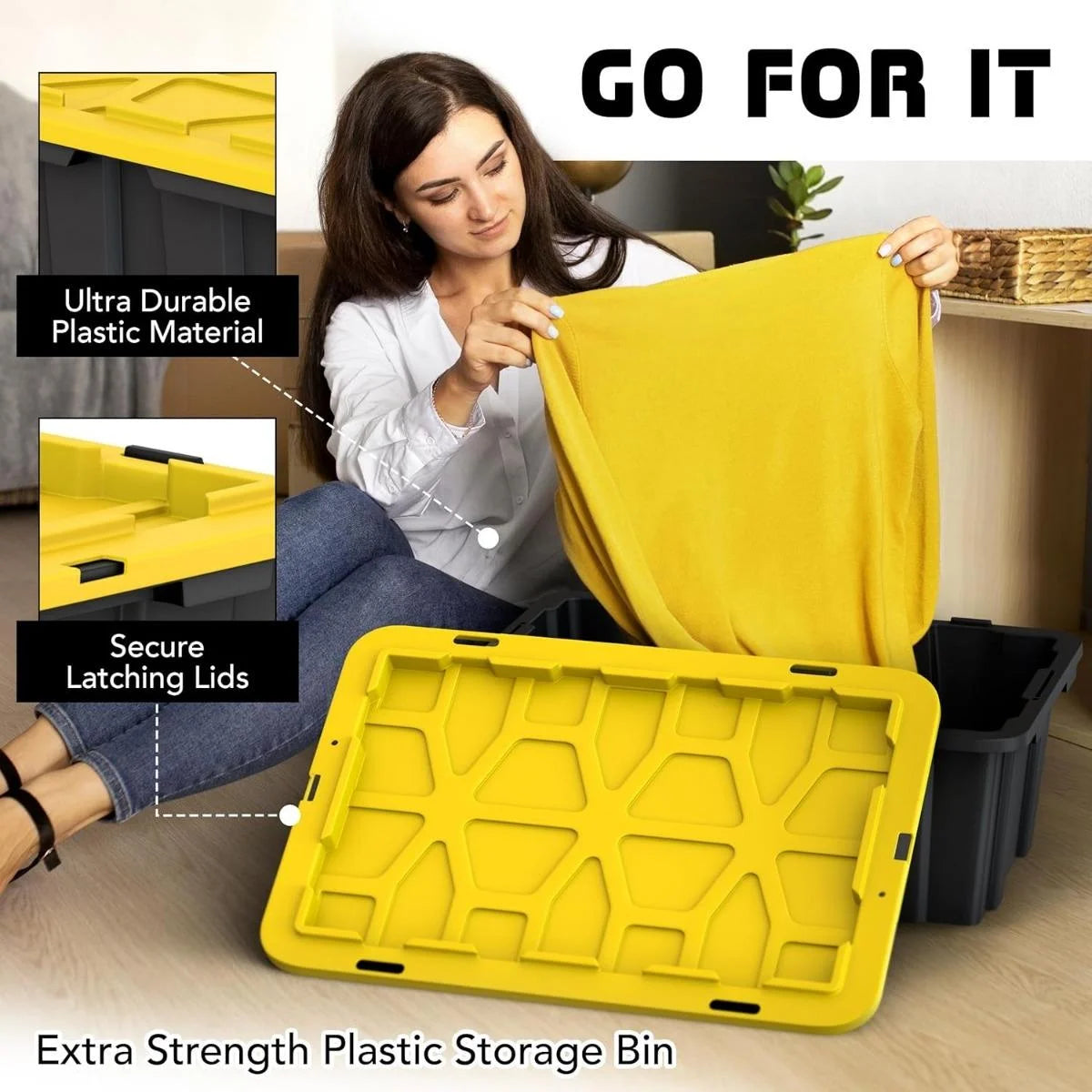12 Gallon Clear Plastic Storage Bin with Latching Lids O3779