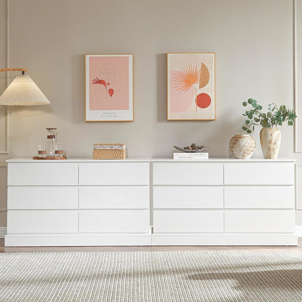 White 6 Drawer Wood Dresser O199