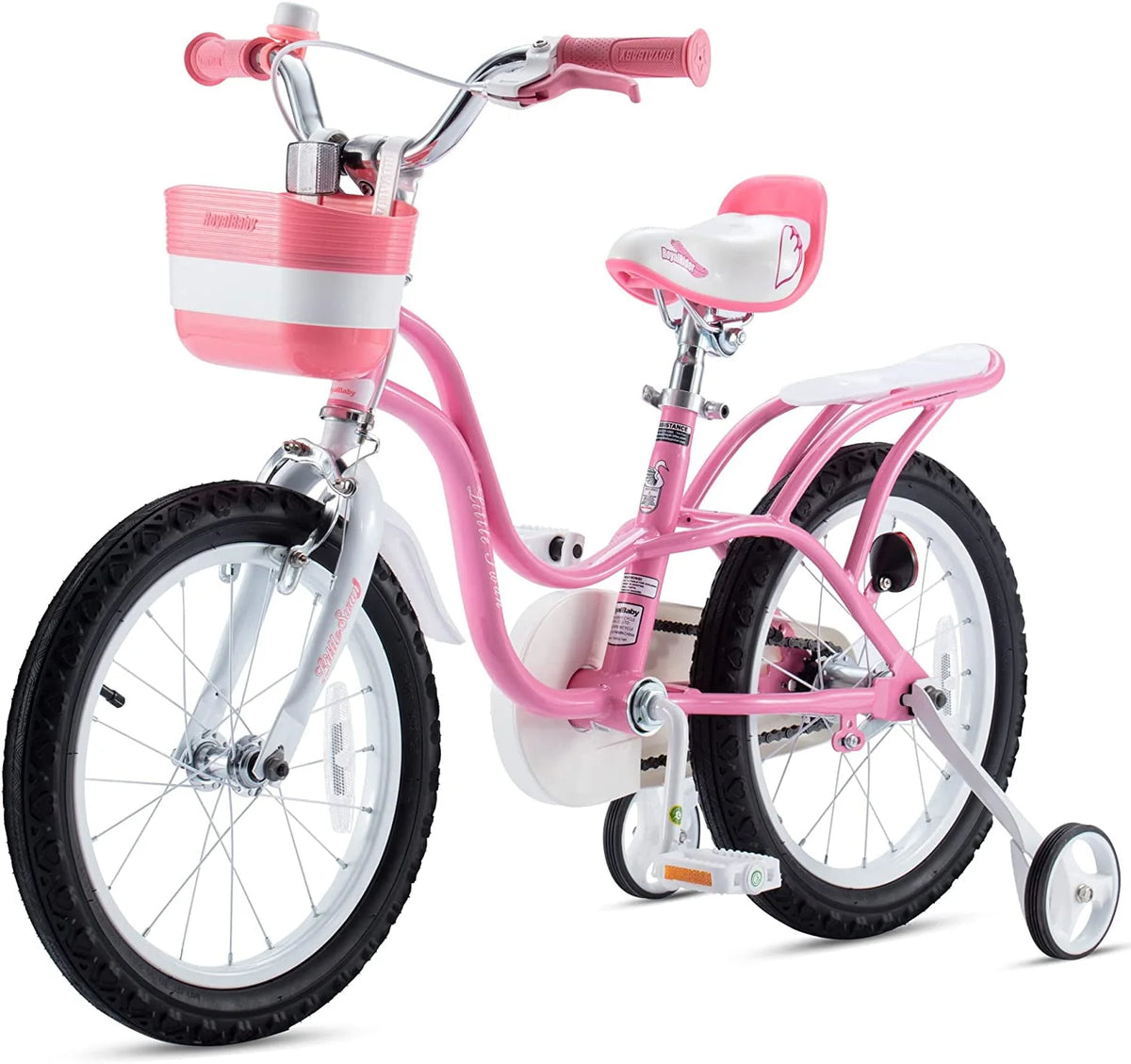 12 In. Beginner Bicycles with Training Wheels, Pink and White C70912