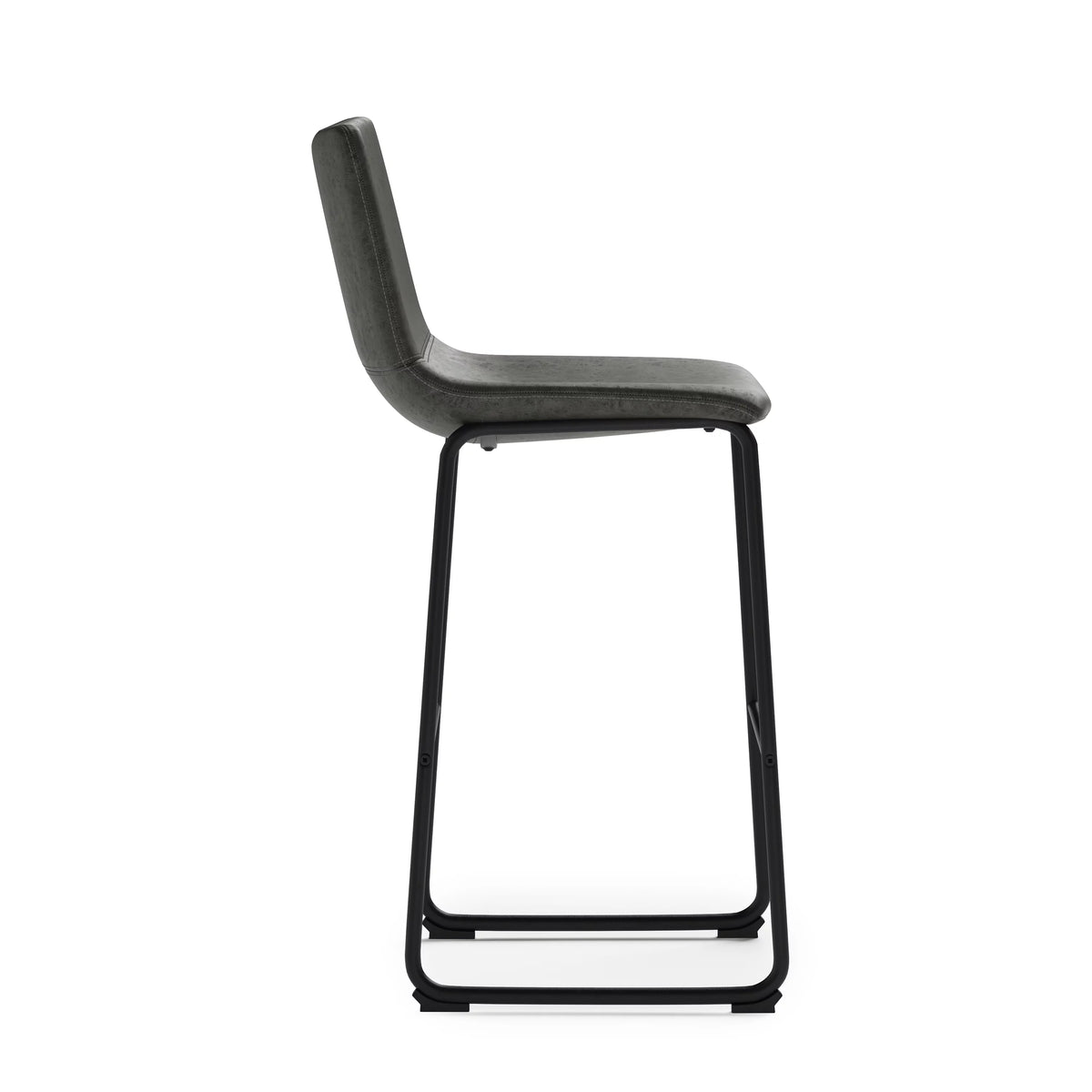 Distressed Charcoal Grey Faux Leather Bar Stool Set of 2 M865
