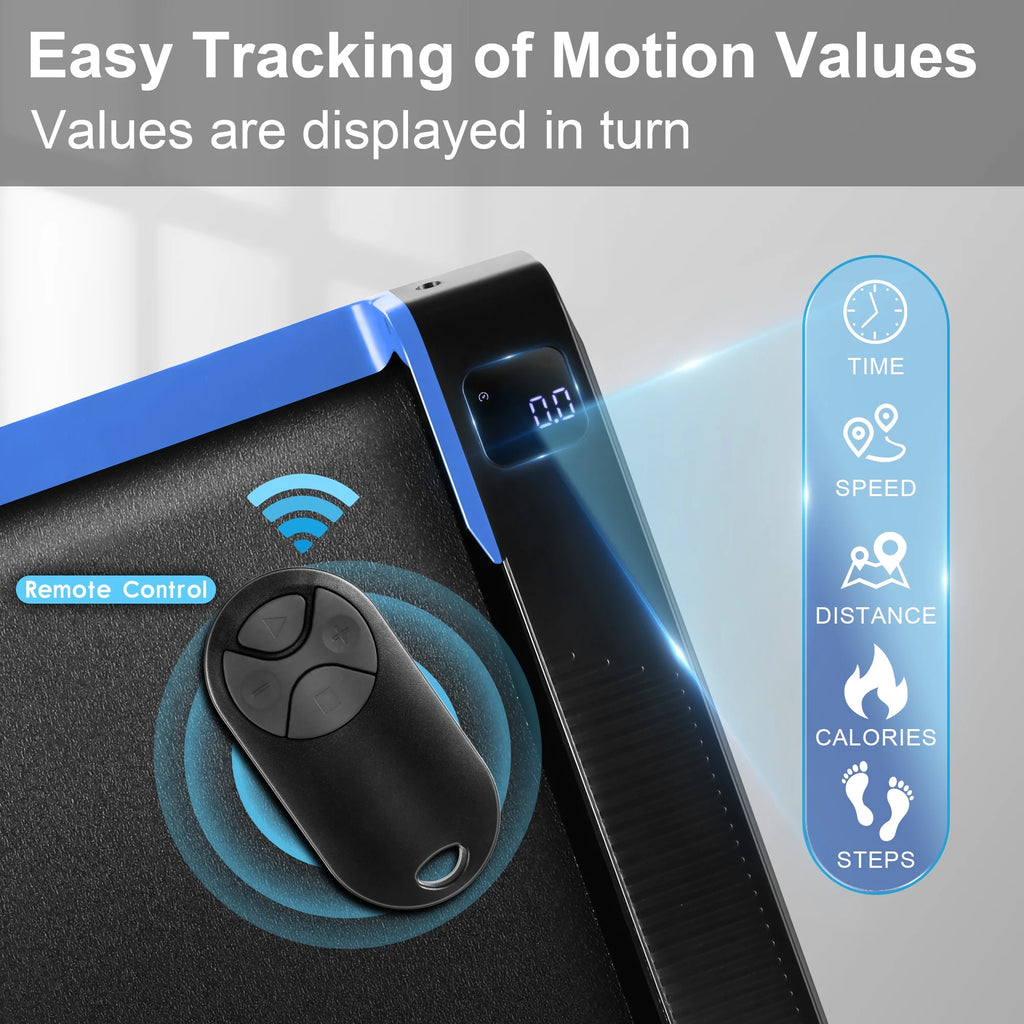 Walking Pad Treadmill with 5% Incline, 2.5HP, Black & Blue 300 Lbs Capacity Z9121