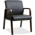 Black Leather Wood Frame Guest Chair N67957