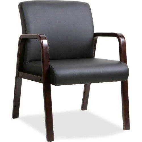 Black Leather Wood Frame Guest Chair N67957