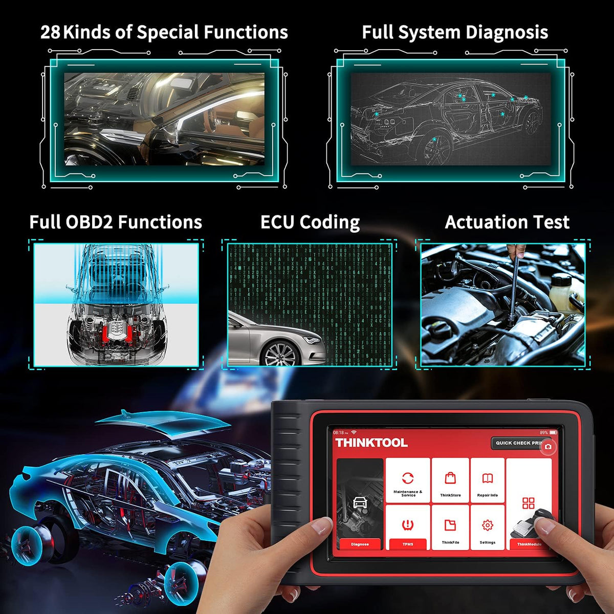 Bi-Directional Diagnostic Scan Tool with 34 Reset Services A41813