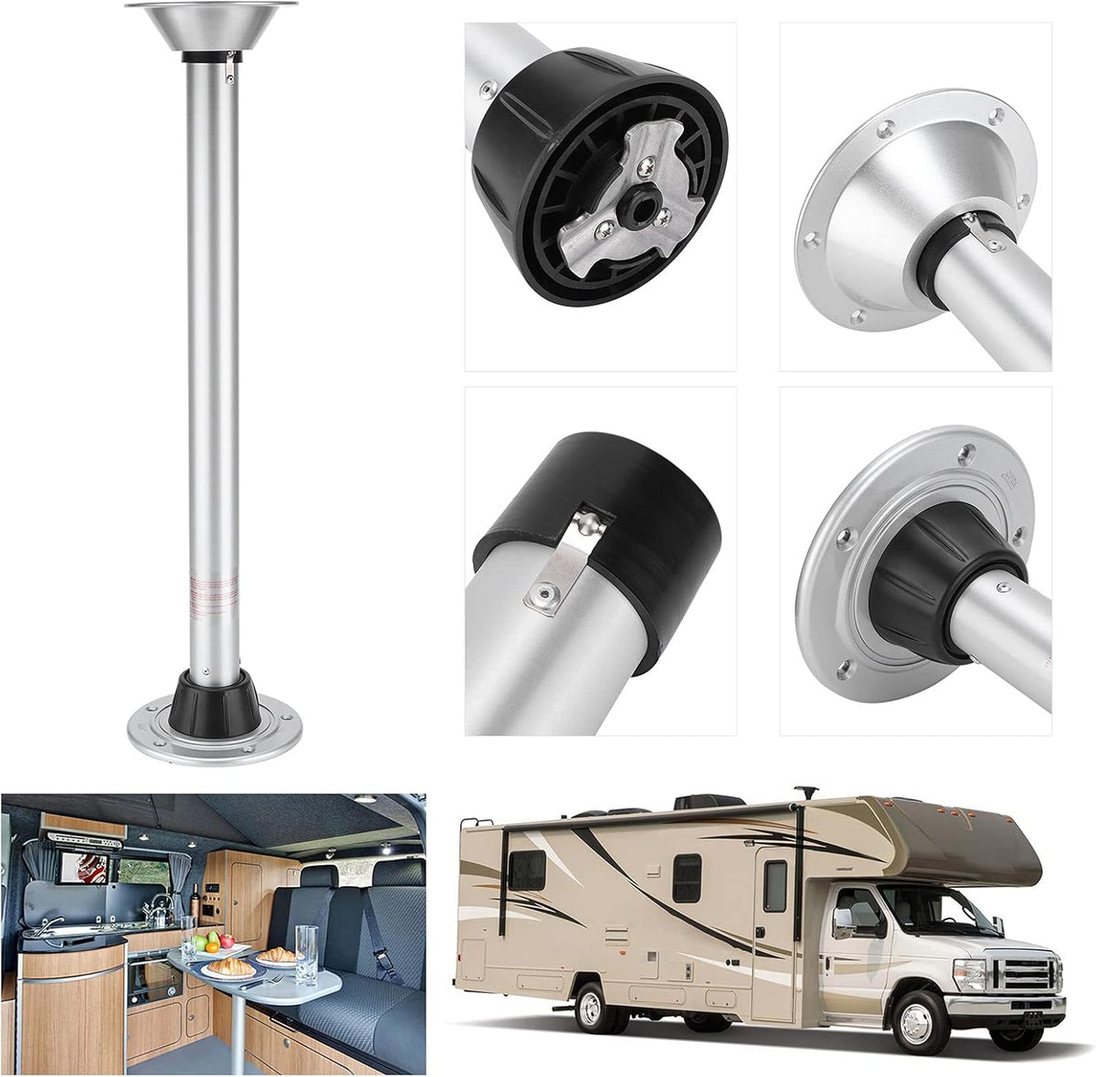 Height Adjustable Swivel Table Leg with Stable Base Ring P36878