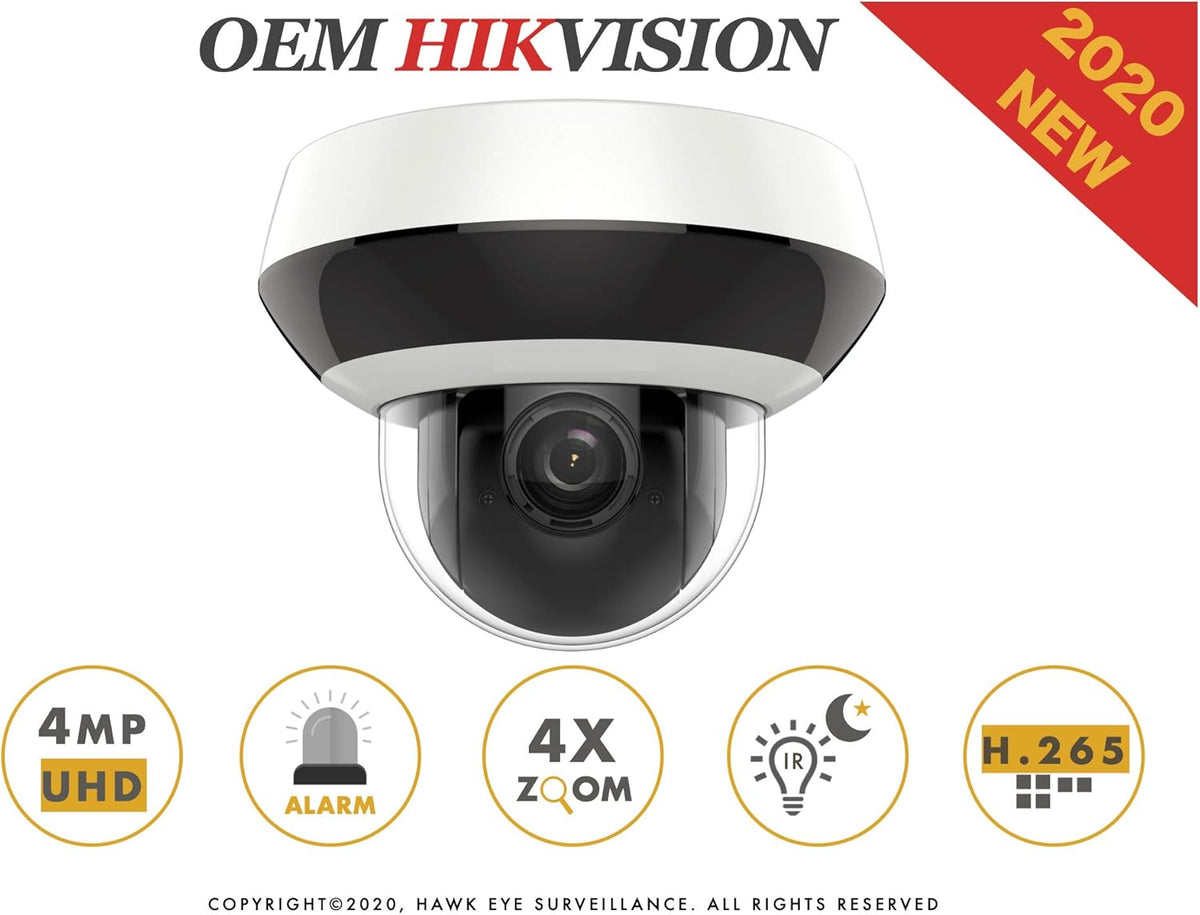 4MP PoE Mini PTZ Camera 2.8mm~12mm 4X Optical Zoom Indoor and Outdoor D912350
